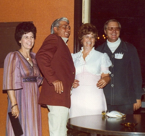 Thelma McLain, Bill Cole, Lois and Swede Waller enjoy visiting during the reunion.