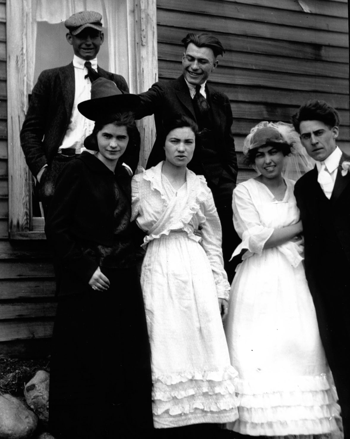 Wilford and Marie Cole and their wedding party enjoy the day in Plentywood, Montana in 1920.
